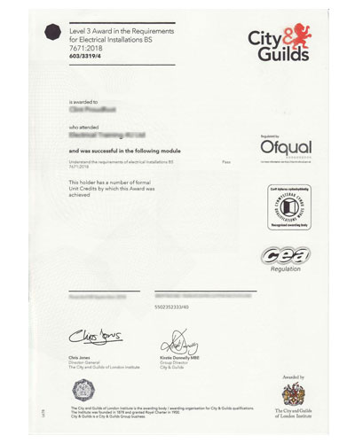 How much does it cost to get a fake nvq level 3 electrical certification?