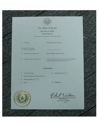 Buy fake Apostille Convention certification certificate in Texas