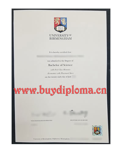 University of Birmingham degree certificate