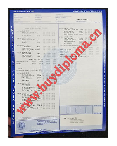 University of California Transcript Certificate 