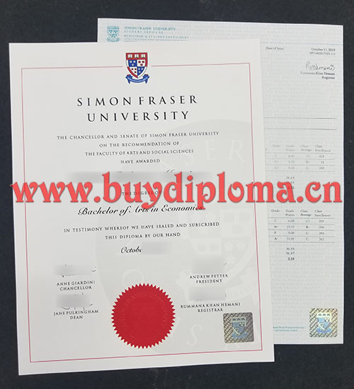 Simon Fraser University (SFU) diploma Certificate