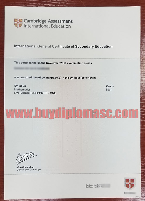 IGCSE Certificate Sample