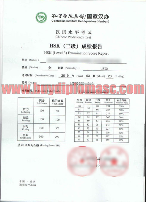 HSK 2019 fake certificate