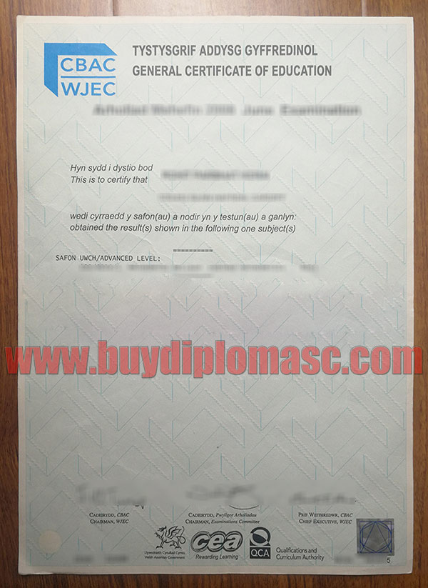 WJEC CBAC fake Certificate