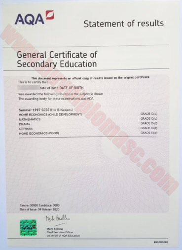 AQA fake certificate