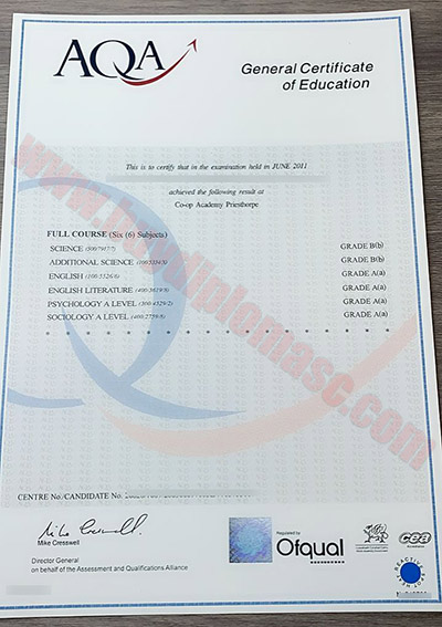 AQA Fake certificate