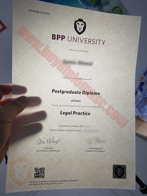 BPP University fake degree certificate