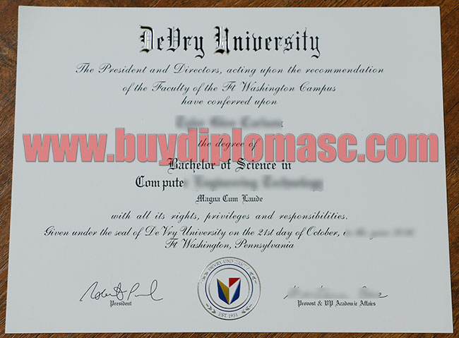 DeVry University fake diploma certificate
