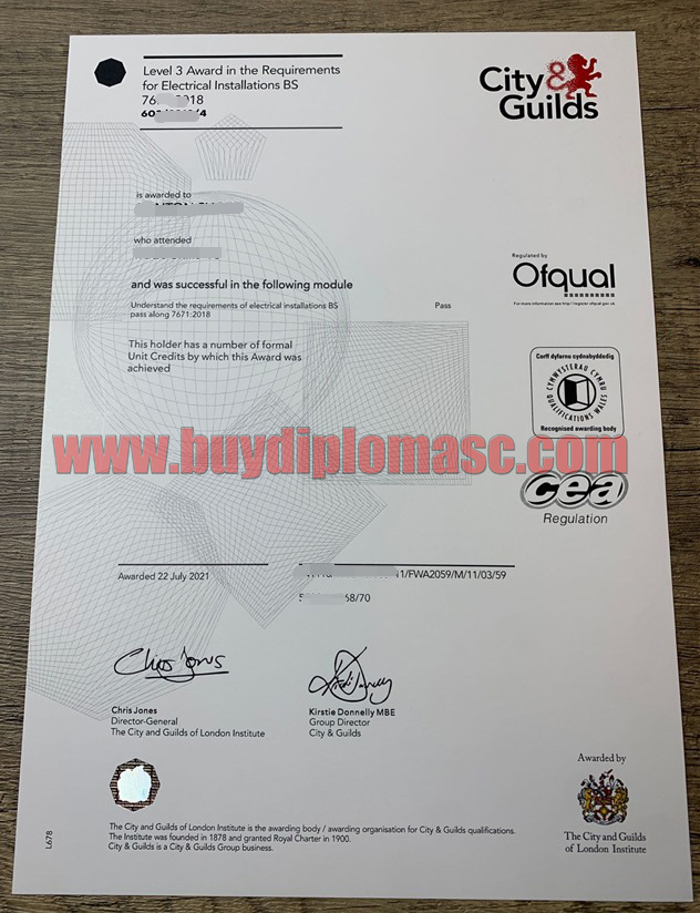 fake City NVQ Guilds certificate