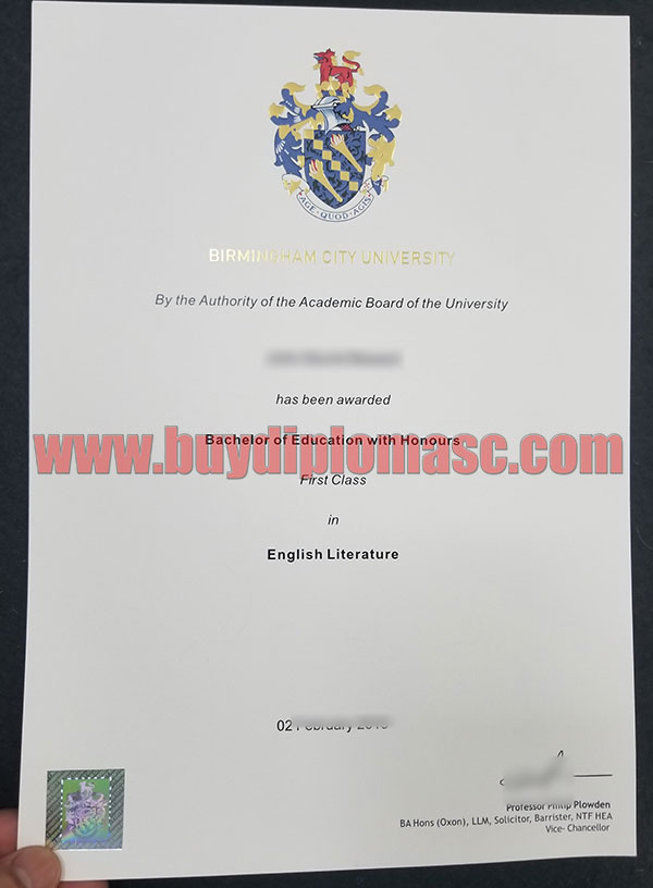 Fake BCU degree certificate