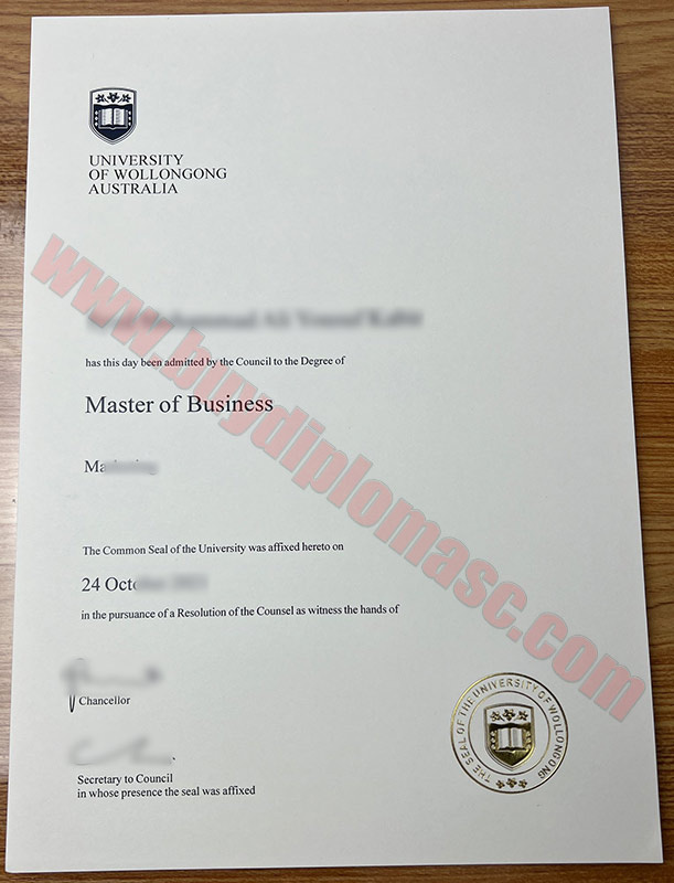 Fake University of Wollongong degree