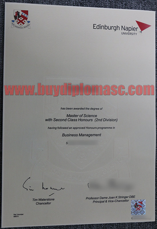 Fake Edinburgh Napier University certificate
