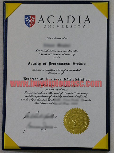 Fake Acadia University degree certificate