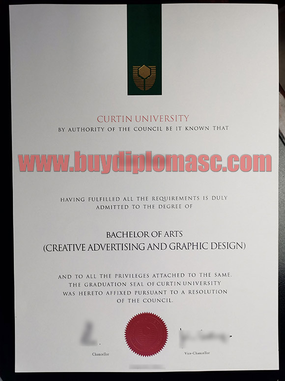 Fake Curtin University degree certificate