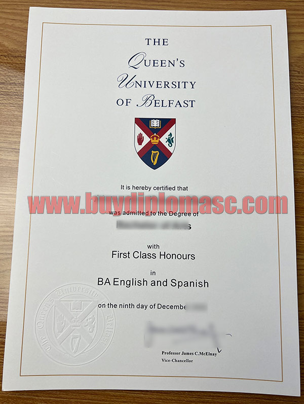 Fake QUB degree certificate