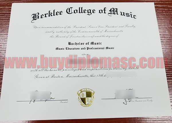 fake Berkeley Conservatory of Music Certificate