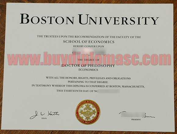 Fake Boston University degree certificate
