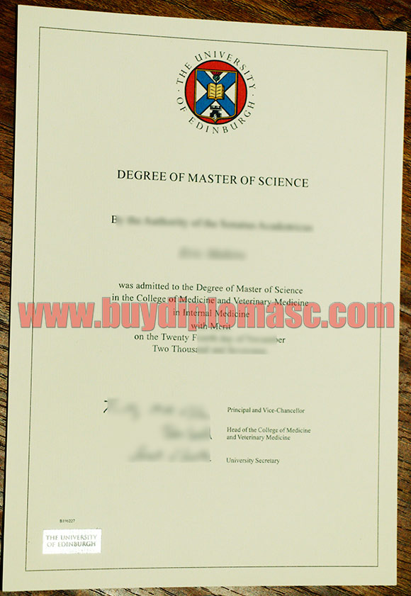 Fake University of Edinburgh Degree Sample