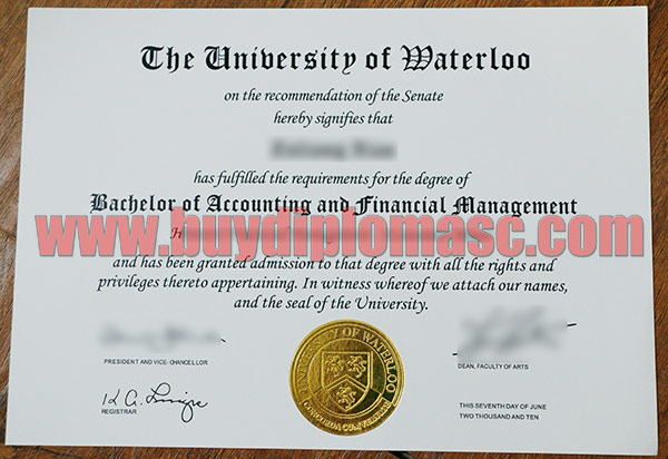 Fake University of Waterloo Certificate
