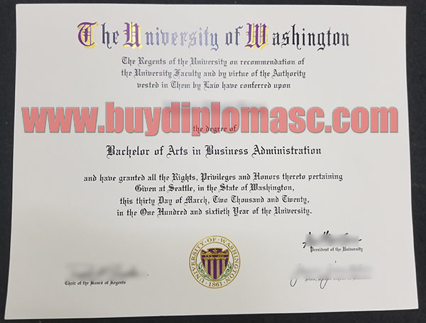 Fake University of Washington certificate