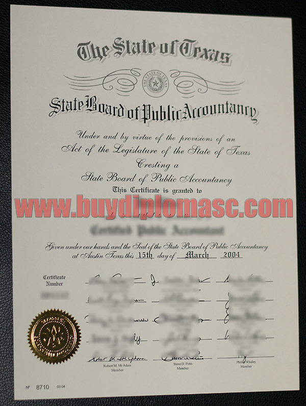 Fake TSBPA CPA Certificate
