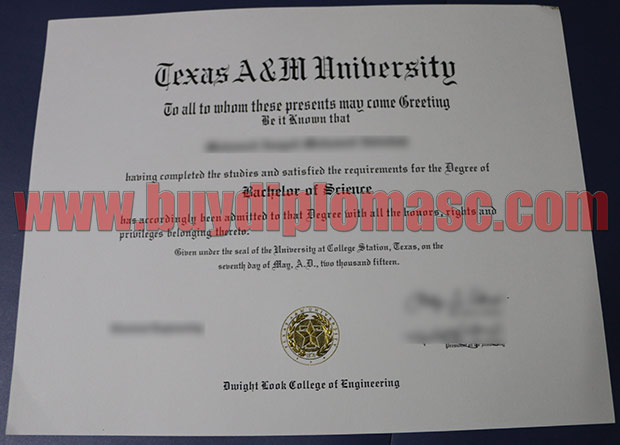 Fake Texas A&M University Diploma Certificate