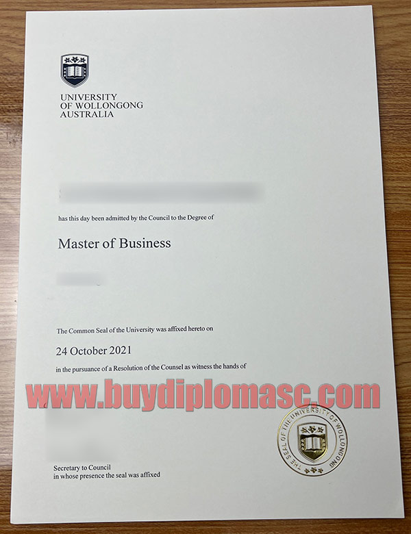 UOWD Fake Certificate Sample