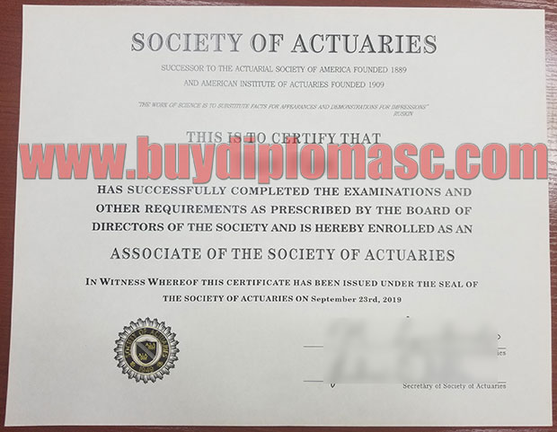 Society of Actuaries fake certificate
