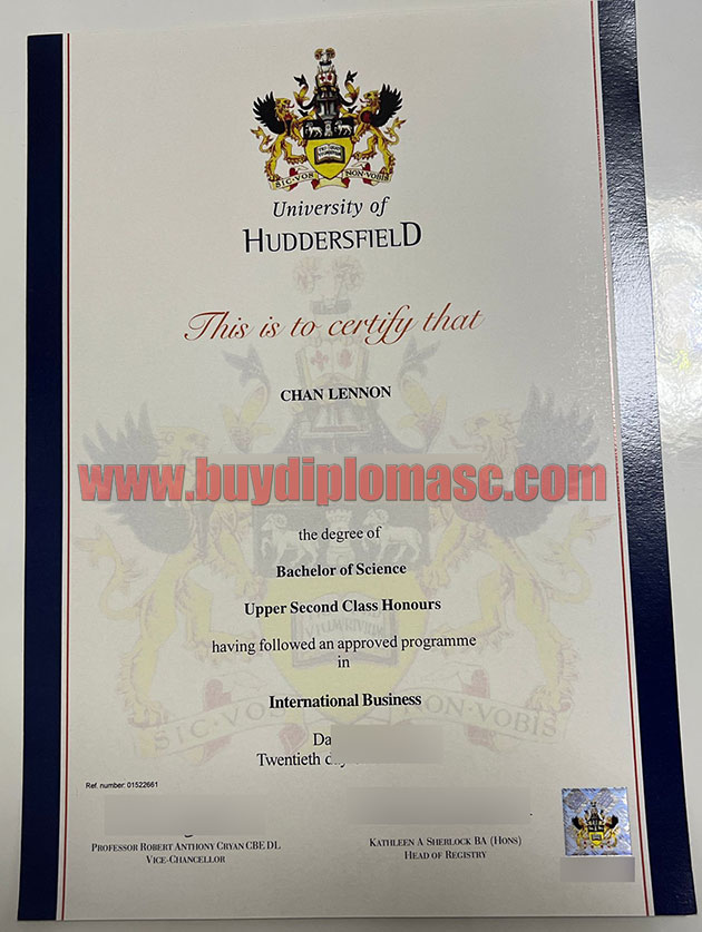 University of Huddersfield certificate