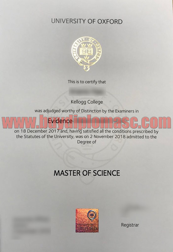 University of Oxford degree certificate