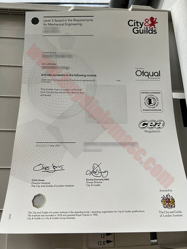 City Guilds certificate