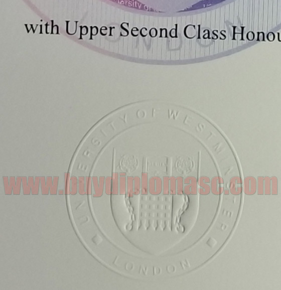 University of Westminster certificate
