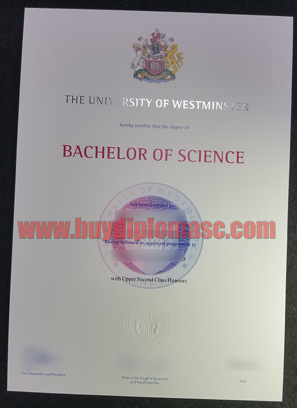 University of Westminster certificate