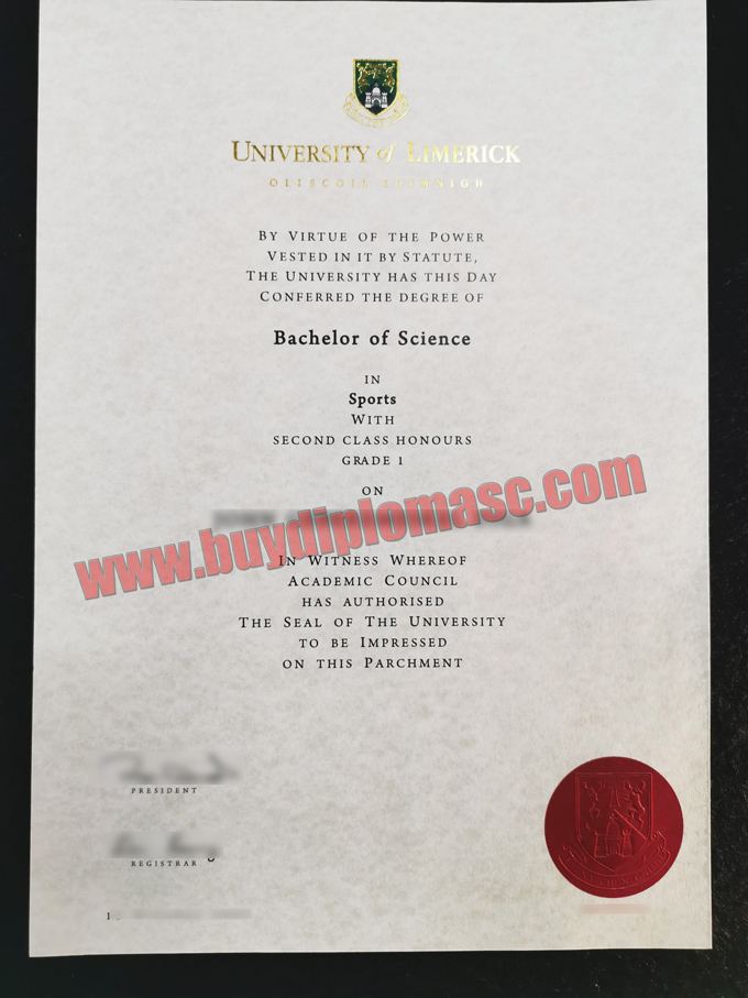 University of Limerick degree certificate sample