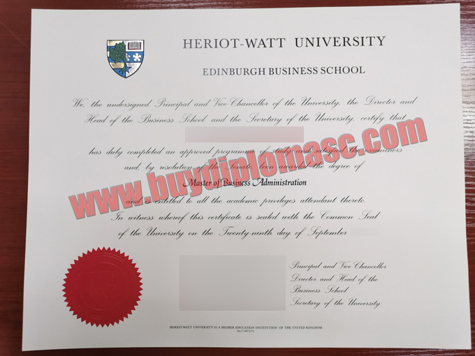 Heriot-Watt University degree sample