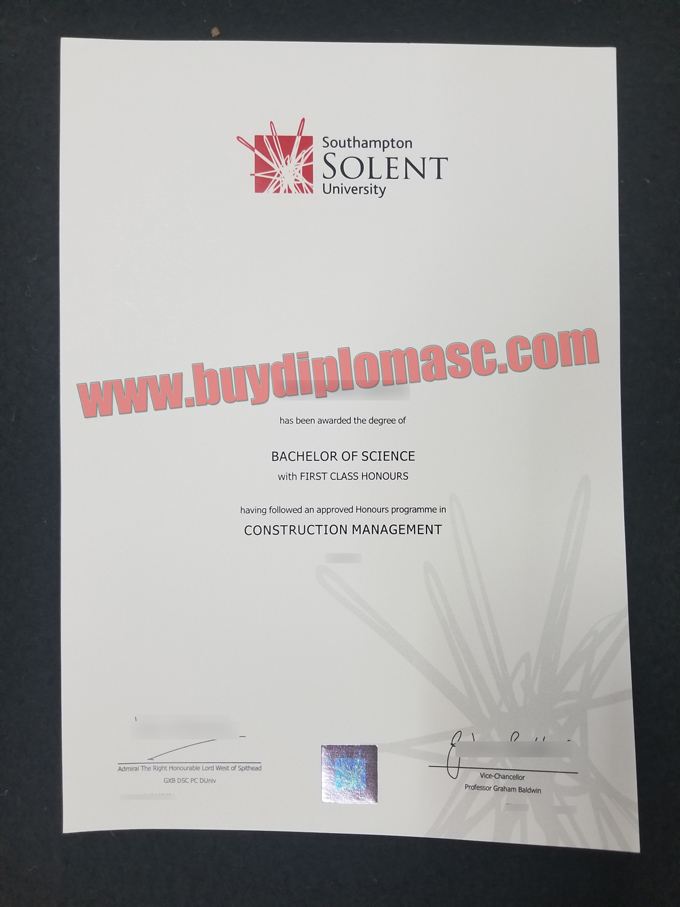 Solent University diploma degree sample