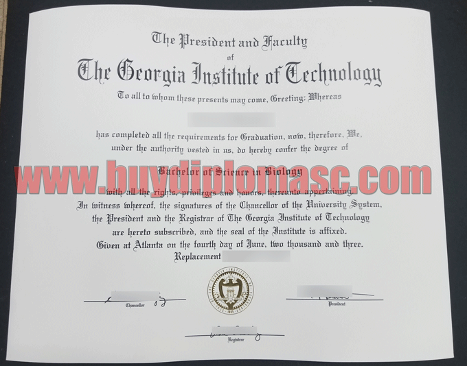 Georgia Institute of Technology degree certificate
