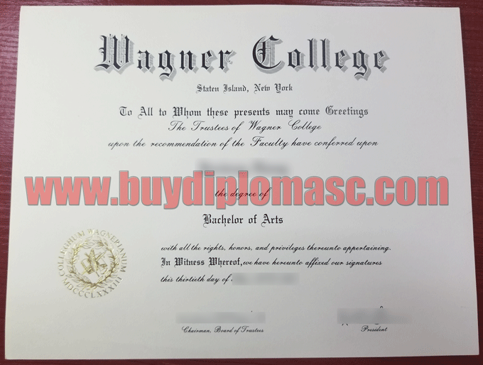 Wagner College degree certificate