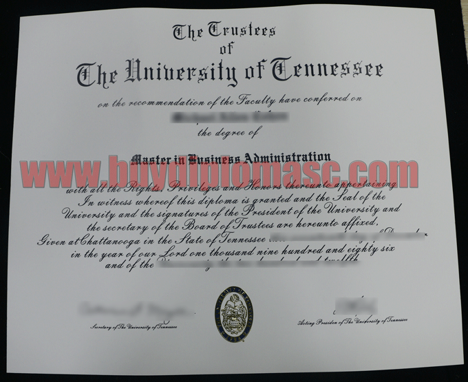 University of Tennessee degree certificate