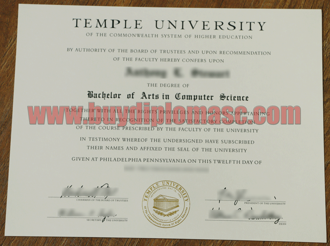 Temple University diploma degree