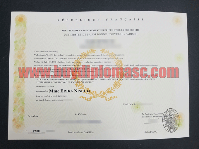 Sorbonne Université degree certificate 