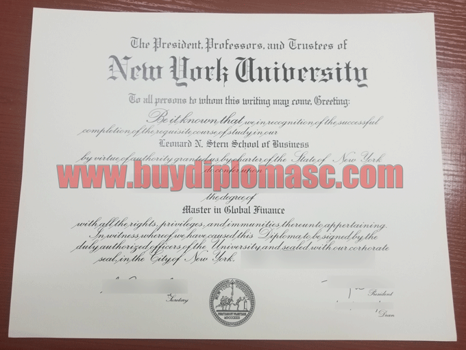 NYU diploma certificate