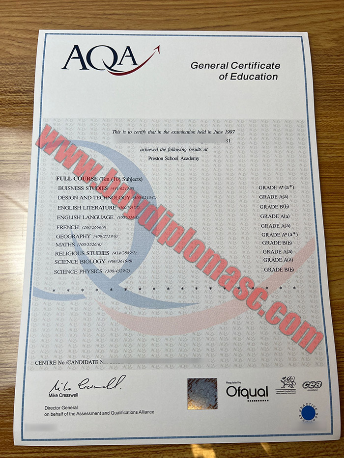 AQA GCSE fake certificates