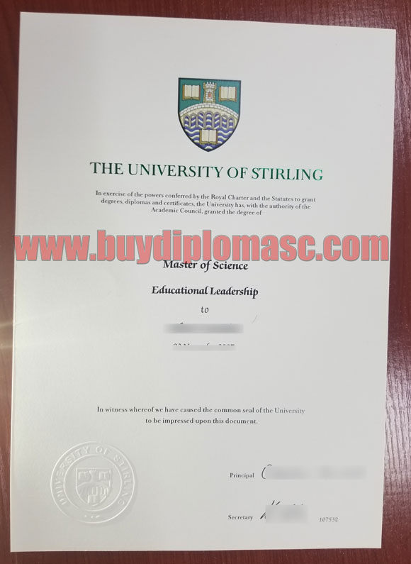 University of Stirling fake diploma certificate