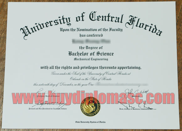 UCF Diploma Degree Certificate