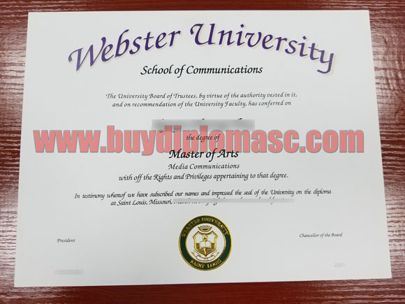 Webster University degree Certificate
