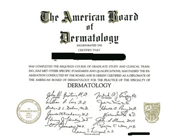 American Committee on Dermatology certificate