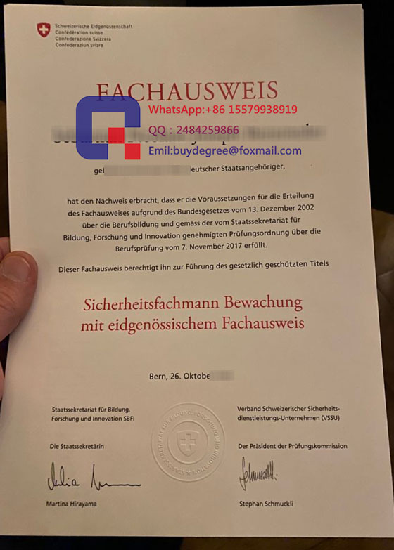 Fachausweis Certificate fake 2023