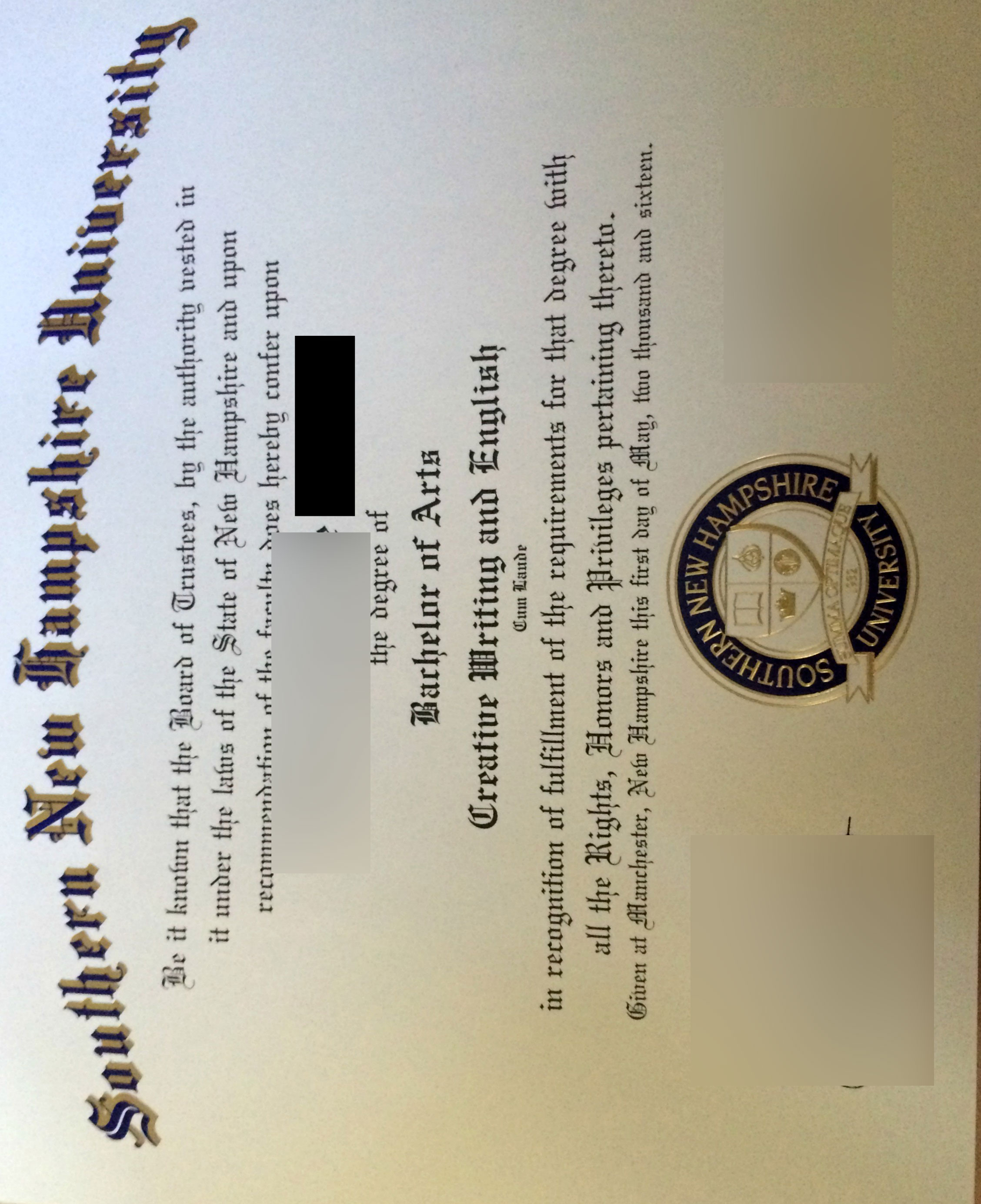 Purchase a diploma from Southern New Hampshire University