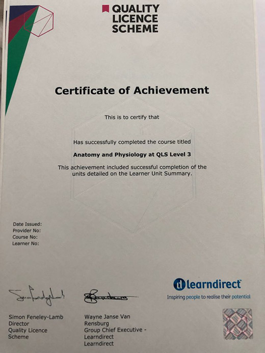 2023 IQUALITY LICENSE SCHEME Anatomical Physiology Level 3 Certificate Sample